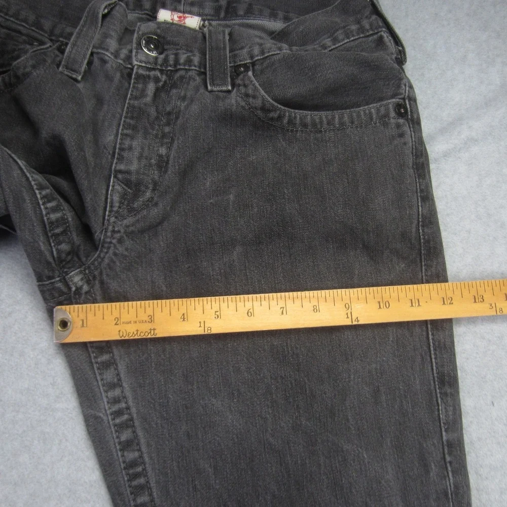 True Religion Jeans Mens 32x30.5‎ Gray Ricky Straight Leg Flap Pocket Denim USA